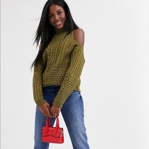 Cold Shoulder Turtle Neck Sweater